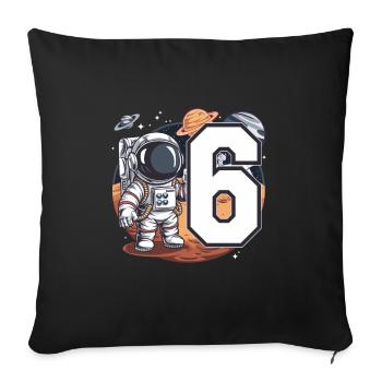 6e anniversaire astronaute aventure spatiale pour les garçons - Housse de coussin décorative 45 x 45 cm - noir - Devant