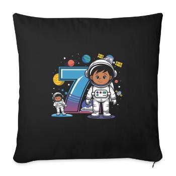 7th Birthday Astronaut Space Adventure for Boys - Sofa pillowcase 17,3'' x 17,3'' (45 x 45 cm) - black - Front