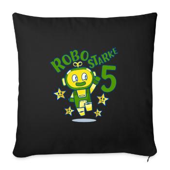 Robot Birthday Motif 5 Years Boy Gift - Sofa pillowcase 17,3'' x 17,3'' (45 x 45 cm) - black - Front