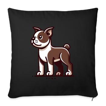 Dessin animé Boston Terrier Graphique - Housse de coussin décorative 45 x 45 cm - noir - Devant