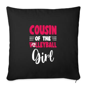 cousin de la famille de volley-ball de la fille d’anniversaire - Housse de coussin décorative 45 x 45 cm - noir - Devant