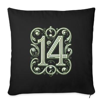 Elegant Ornate Number 14 Design - Sofa pillowcase 17,3'' x 17,3'' (45 x 45 cm) - black - Front