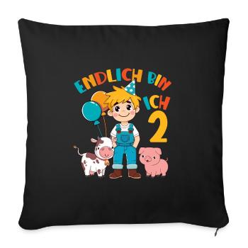 2 Years Farmer Finally 2 Boy Birthday Motif - Sofa pillowcase 17,3'' x 17,3'' (45 x 45 cm) - black - Front