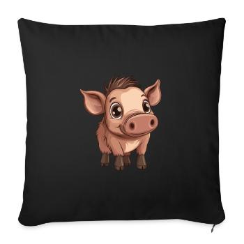 Bébé sanglier - Housse de coussin décorative 45 x 45 cm - noir - Devant