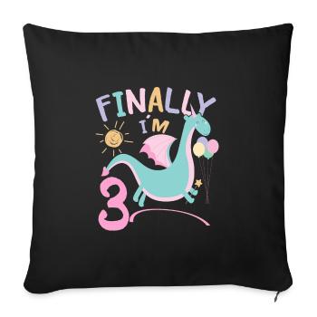 3ème anniversaire Fille Dracon 3 ans Cadeaux - Housse de coussin décorative 45 x 45 cm - noir - Devant