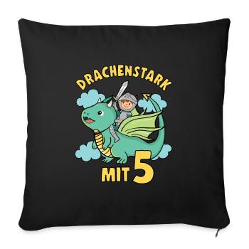 Ritter & Drache Geburtstagsmotiv 5 Jahre Jungen - Sofakissenbezug 45 x 45 cm - Schwarz - Vorne