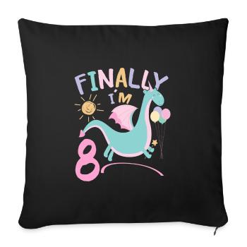 8th birthday Girl Dracon 8 Years Old Gifts - Sofa pillowcase 17,3'' x 17,3'' (45 x 45 cm) - black - Front