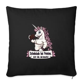 Gym - Le chocolat contient des protéines, pas beaucoup - Housse de coussin décorative 45 x 45 cm - noir - Devant