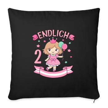 Chemise d’anniversaire princesse enfin 2 ans fille - Housse de coussin décorative 45 x 45 cm - noir - Devant