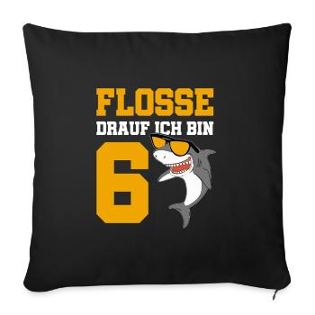 6 Years Shark Birthday Motif Boys Gift - Sofa pillowcase 17,3'' x 17,3'' (45 x 45 cm) - black - Front