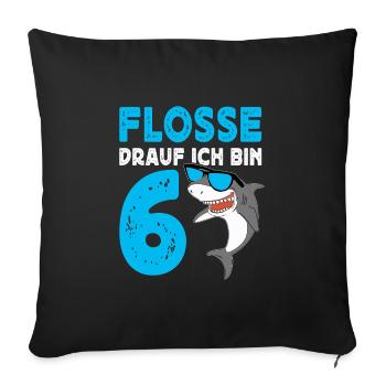 6 Years Shark Birthday Motif Boys Gift - Sofa pillowcase 17,3'' x 17,3'' (45 x 45 cm) - black - Front