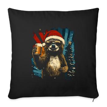 Bier Weihnachten Faultier Weihnachtsfeier - Sofakissenbezug 45 x 45 cm - Schwarz - Vorne