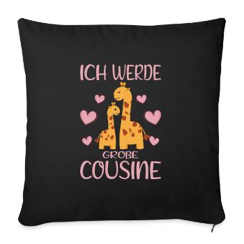 Cousin Je vais grand cousin Bébés girafes - Housse de coussin décorative 45 x 45 cm - noir - Devant