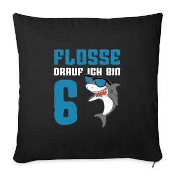 6 Years Shark Birthday Motif Boys Gift - Sofa pillowcase 17,3'' x 17,3'' (45 x 45 cm) - black - Front