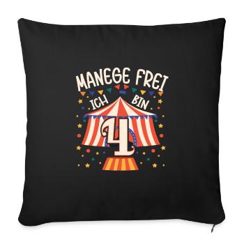 Cirque Manège Anniversaire Motif 4 ans Garçons Bday - Housse de coussin décorative 45 x 45 cm - noir - Devant
