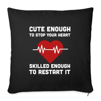 Fréquence cardiaque de fréquence cardiaque du cœur de l'infirmière - Housse de coussin décorative 45 x 45 cm - noir - Devant