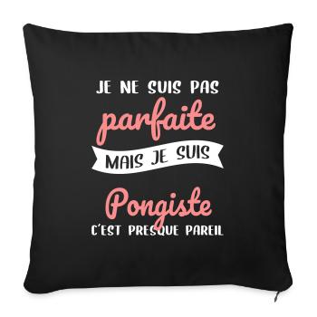 Je ne suis pas parfaite mais je suis pongiste - Housse de coussin décorative 45 x 45 cm - noir - Devant