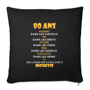 80 Ans Cadeau d anniversaire Drôle Cadeau 80 ans - Housse de coussin décorative 45 x 45 cm - noir - Devant