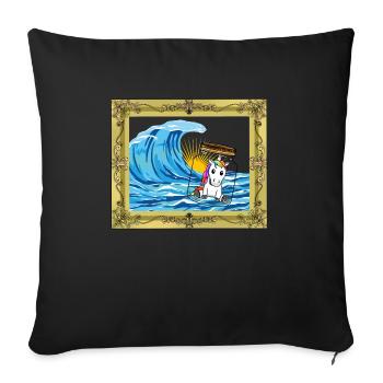 Message d’anniversaire de licorne dans une bouteille - Housse de coussin décorative 45 x 45 cm - noir - Devant