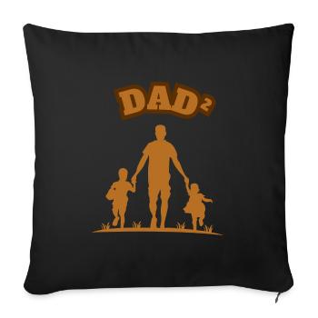 Papa² 2 Enfants Marron - Housse de coussin décorative 45 x 45 cm - noir - Devant