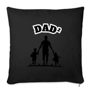 Papa² 2 Enfants Noir - Housse de coussin décorative 45 x 45 cm - noir - Devant