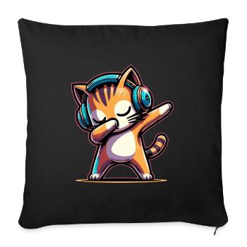 Dabbing Katze - Sofakissenbezug 45 x 45 cm - Schwarz - Vorne