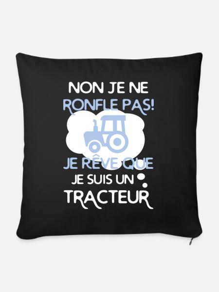 Agriculteur / tracteur - humour - Housse de coussin décorative 45 x 45 cm - noir