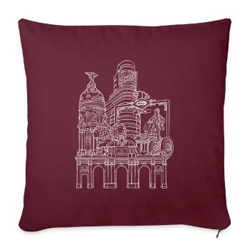 MADRID WHITE COLLAGE - Sofa pillowcase 17,3'' x 17,3'' (45 x 45 cm) - burgundy - Front