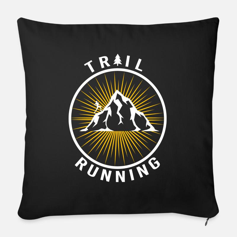 Trail Running Ultra Running Traillauf Extremlauf - Sofakissenbezug 45 x 45 cm - Schwarz