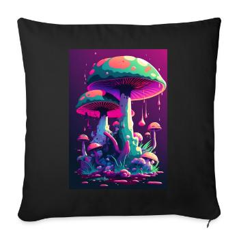 Pilz Neon Vaporwave Natur - Sofakissenbezug 45 x 45 cm - Schwarz - Vorne