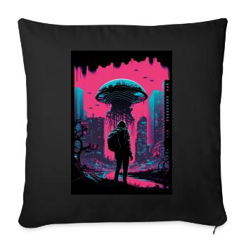 Pilz Neon Vaporwave Natur Technocrat Hacker Techie - Sofakissenbezug 45 x 45 cm - Schwarz - Vorne