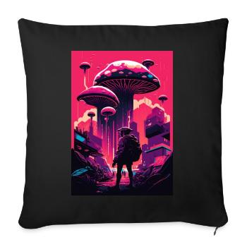 Mushroom Neon Vaporwave Natural Technocrat Hacker Techie - Sofa pillowcase 17,3'' x 17,3'' (45 x 45 cm) - black - Front