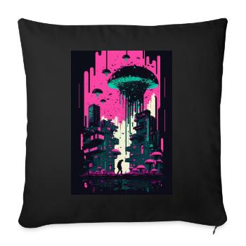 Pilz Neon Vaporwave Natur Technocrat Hacker Techie - Sofakissenbezug 45 x 45 cm - Schwarz - Vorne