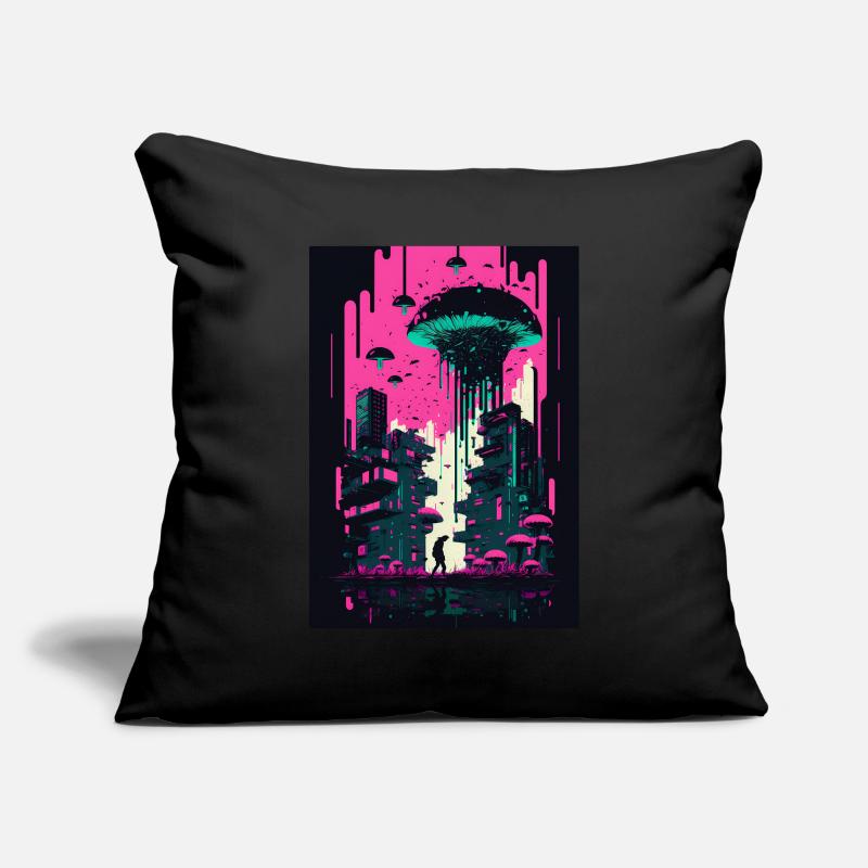 Mushroom Neon Vaporwave Natural Technocrat Hacker Techie Sofa pillowcase 17,3'' x 17,3'' (45 x 45 cm)