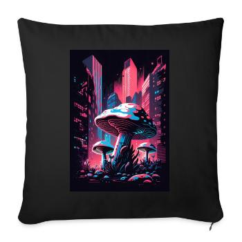 Mushroom Neon Vaporwave Natural Technocrat Hacker Techie - Sofa pillowcase 17,3'' x 17,3'' (45 x 45 cm) - black - Front