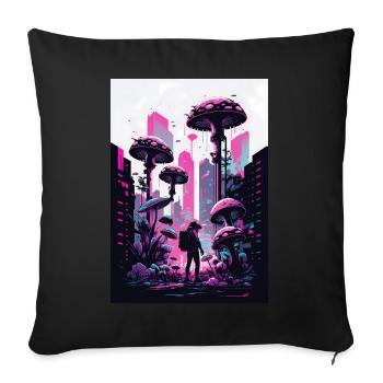 Pilz Neon Vaporwave Natur Technocrat Hacker Techie - Sofakissenbezug 45 x 45 cm - Schwarz - Vorne