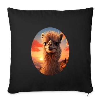 Alpaga - Housse de coussin décorative 45 x 45 cm - noir - Devant