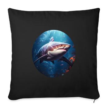 Requin - Housse de coussin décorative 45 x 45 cm - noir - Devant