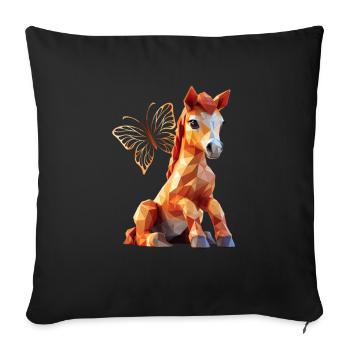 Chevaux - Housse de coussin décorative 45 x 45 cm - noir - Devant