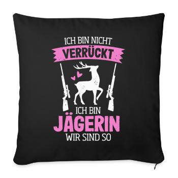Jäger Mädchen Jagen Hirsch Jagd Jägerin - Sofakissenbezug 45 x 45 cm - Schwarz - Vorne