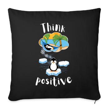 Think positive Motivation Relax Pinguin am Strand - Sofakissenbezug 45 x 45 cm - Schwarz - Vorne