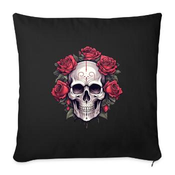 Gothic Skull and Roses Graphic Art - Sofa pillowcase 17,3'' x 17,3'' (45 x 45 cm) - black - Front