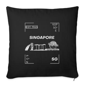 Île de Singapour - Housse de coussin décorative 45 x 45 cm - noir - Devant