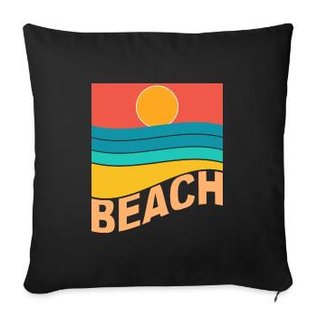 Beach sunset sea - Sofa pillowcase 17,3'' x 17,3'' (45 x 45 cm) - black - Front