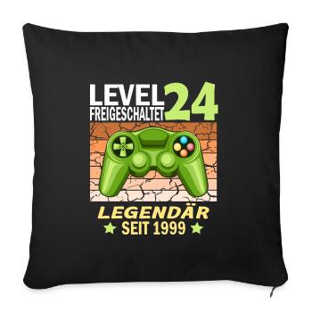 24. Geburtstag Gamer zocken Geburtstjahr 1999 - Sofakissenbezug 45 x 45 cm - Schwarz - Vorne