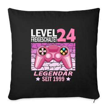 24. Geburtstag Gamer zocken Geburtstjahr 1999 - Sofakissenbezug 45 x 45 cm - Schwarz - Vorne