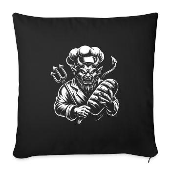 Teufel mit Bäckermütze - teuflisch guter Bäcker - Sofakissenbezug 45 x 45 cm - Schwarz - Vorne