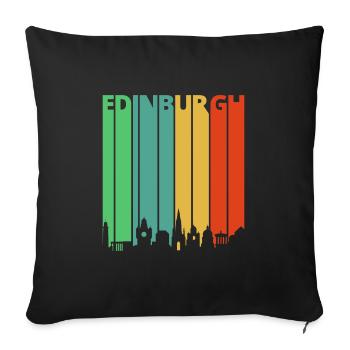 Vintage Retro Edinburgh Skyline. Explore Scotland - Sofa pillowcase 17,3'' x 17,3'' (45 x 45 cm) - black - Front