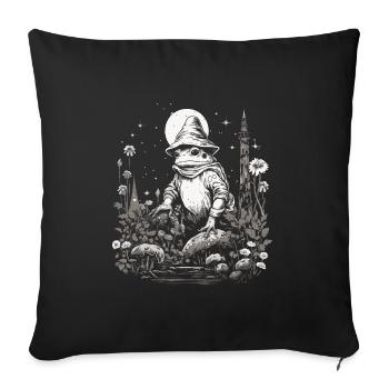 Frog Wizard Cottagecore - Sofa pillowcase 17,3'' x 17,3'' (45 x 45 cm) - black - Front