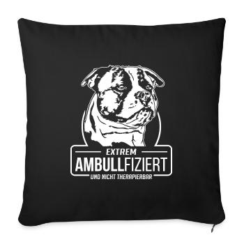AMBULLFIZIERT American Bulldog Hunde Wilsigns - Sofakissenbezug 45 x 45 cm - Schwarz - Vorne